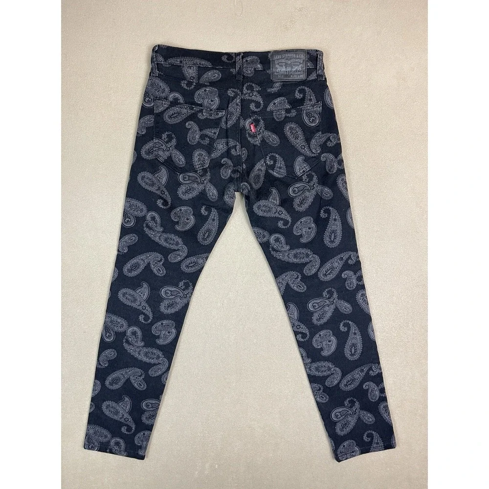 Levis Jeans Mens 29x30 Black 512 Paisley‎ Denim Casual Denim Tapered Adult